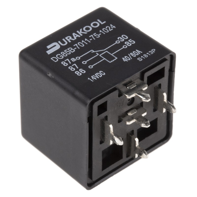 1 pcs - Durakool Plug In Power Relay, 24V dc Coil, 60A Switching Current, SPDT