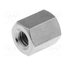 50 pcs : 116X8 - Screwed spacer sleeve, 8mm, Int.thread: M4, hexagonal, brass