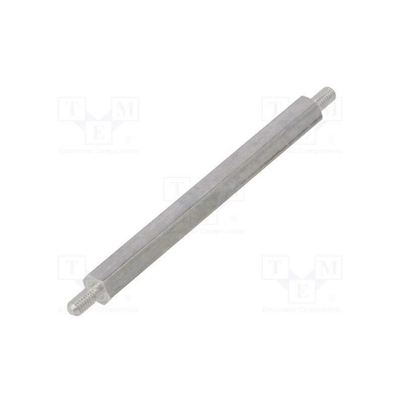 50 pcs : 434X55 - Screwed spacer sleeve, 55mm, Ext.thread: M3, hexagonal, aluminium