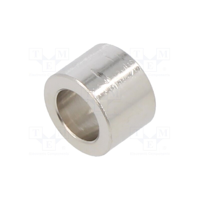 50 pcs : 3110/6,2X07 - Spacer sleeve, 7mm, cylindrical, brass, nickel, Out.diam: 10mm