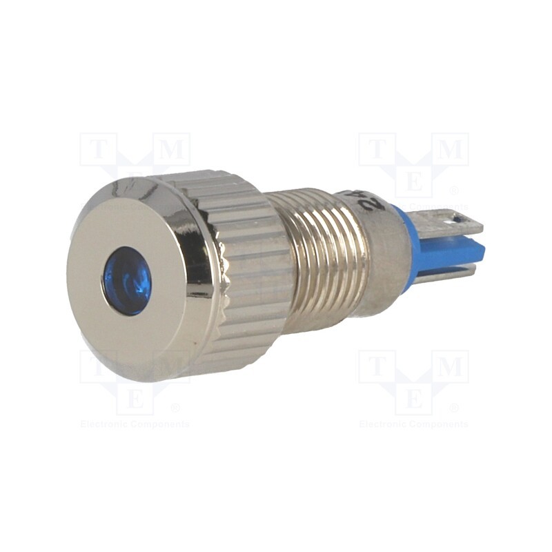 10 pcs : GQ8F-D/B/24 - Indicator: LED, flat, blue, 24VDC, Ø8mm, IP67, for soldering, brass