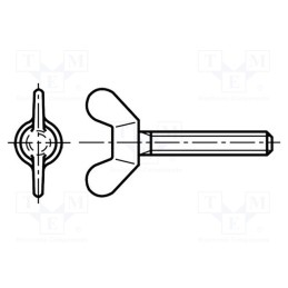 50 pcs : 1401114 - Screw, M6x15, Head: wing, polyamide, DIN 316