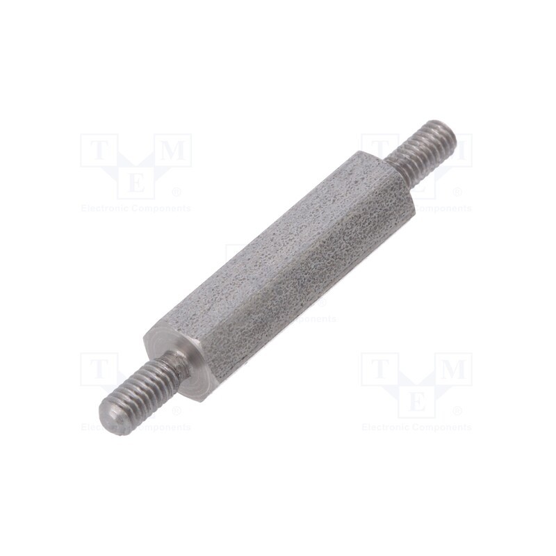 50 pcs : 442X18 - Screwed spacer sleeve, 18mm, Ext.thread: M2,5, hexagonal