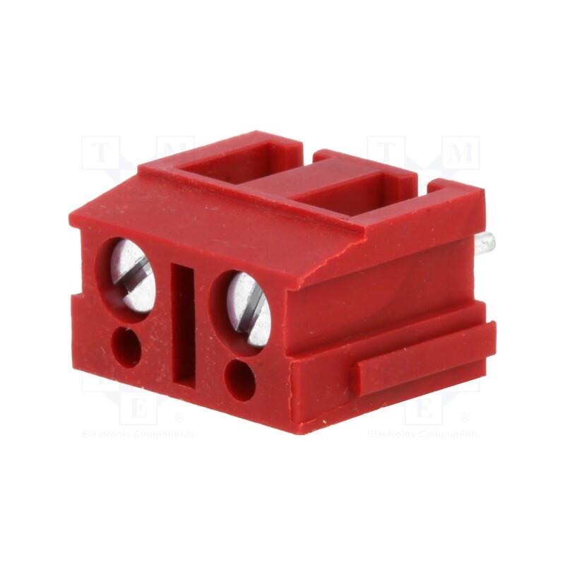10 pcs : AK110/2DS-7,5-V/ROT - PCB terminal block, angled 90°, 7.5mm, ways: 2, on PCBs, 2.5mm2