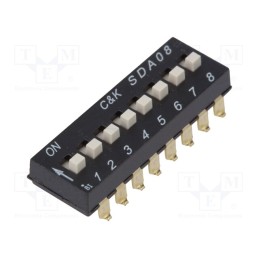 10 pcs : SDA08H1SBDR - Switch: DIP-SWITCH, Poles number: 8, ON-OFF, 0.025A/24VDC, Pos: 8