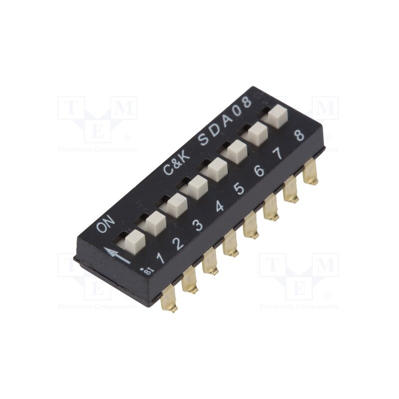 10 pcs : SDA08H1SBDR - Switch: DIP-SWITCH, Poles number: 8, ON-OFF, 0.025A/24VDC, Pos: 8