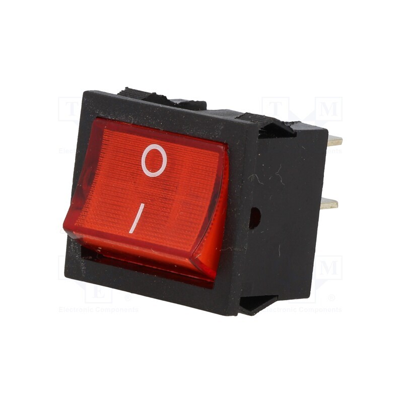 10 pcs : RSSM2014C3RD - ROCKER, DPST, Pos: 2, ON-OFF, 6A/250VAC, red, neon lamp, 35mΩ