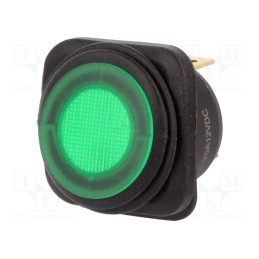 10 pcs : R13-203B84-01-BGGN1 - ROCKER, SPST, Pos: 2, ON-OFF, 25A/12VDC, green, IP65, LED, 12VDC, 50mΩ