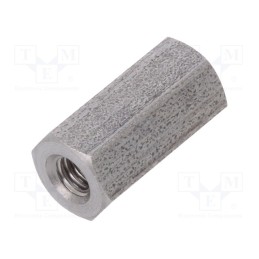 50 pcs : 142X10 - Screwed spacer sleeve, 10mm, Int.thread: M2,5, hexagonal