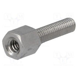 50 pcs : 2103X05/12 - Screwed spacer sleeve, 5mm, Int.thread: UNC4-40, Ext.thread: M3
