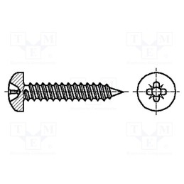 500 pcs : 2096552 - Screw, 3.5x16, Head: cheese head, Pozidriv, PZ2, ISO 7049, BN 14063