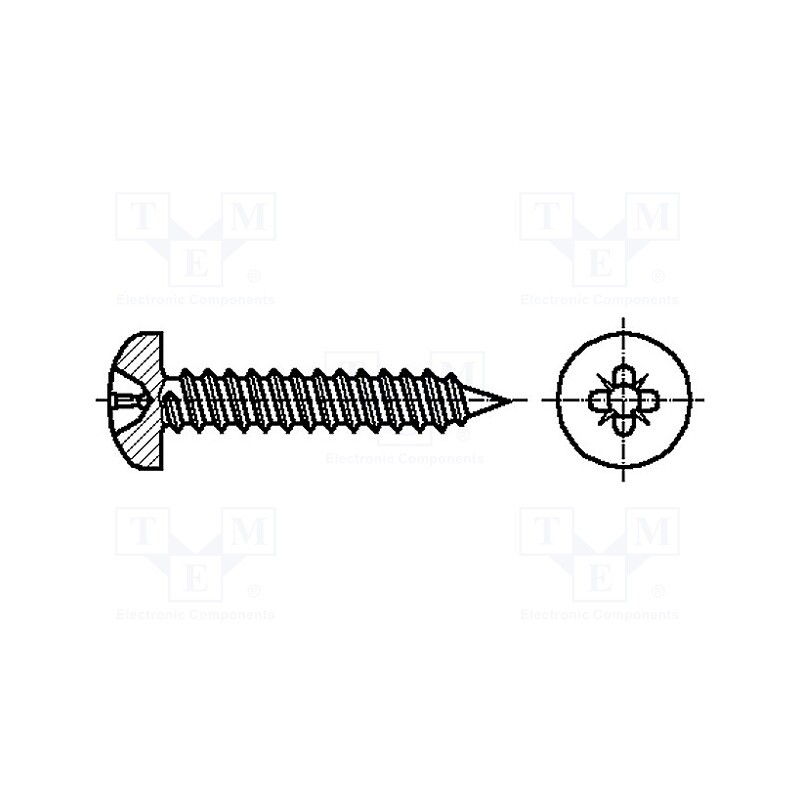 500 pcs : 2096552 - Screw, 3.5x16, Head: cheese head, Pozidriv, PZ2, ISO 7049, BN 14063