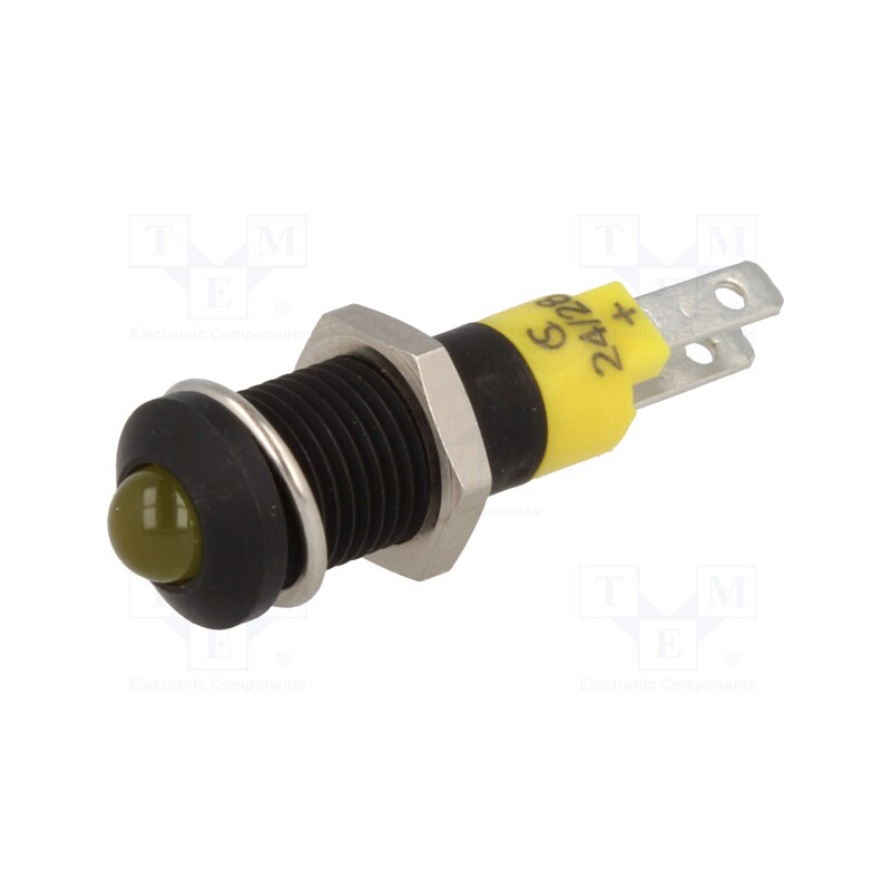 10 pcs : SMRD08114 - Indicator: LED, prominent, yellow, 24÷28VDC, Ø8.2mm, IP40, metal