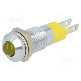 10 pcs : SMQD08114 - Indicator: LED, prominent, yellow, 24÷28VDC, Ø8.2mm, IP40, metal