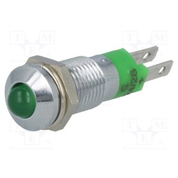 10 pcs : SMQD08214 - Indicator: LED, prominent, green, 24÷28VDC, Ø8.2mm, IP40, metal