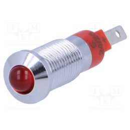 10 pcs : SMQD08014 - Indicator: LED, prominent, red, 24÷28VDC, Ø8.2mm, IP40, metal