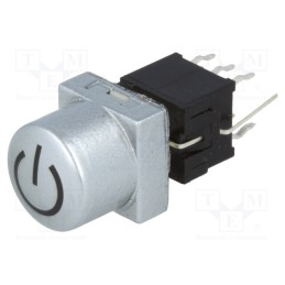 10 pcs : PB61302AL-4-101 - Switch: keypad, POWER, Pos: 2, DPDT, 0.1A/30VDC, silver, LED, blue