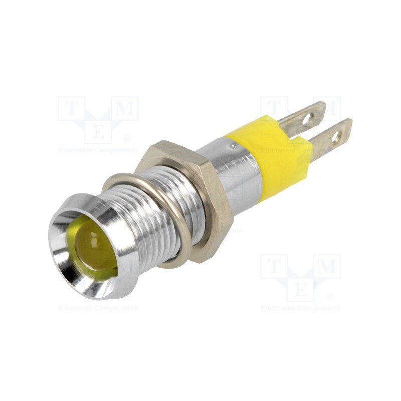10 pcs : SMBD08112 - Indicator: LED, recessed, yellow, 12÷14VDC, Ø8.2mm, IP67, metal
