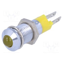 10 pcs : SMQD08112 - Indicator: LED, prominent, yellow, 12÷14VDC, Ø8.2mm, IP40, metal
