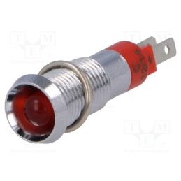 10 pcs : SMBD08012 - Indicator: LED, recessed, red, 12÷14VDC, Ø8.2mm, IP67, metal