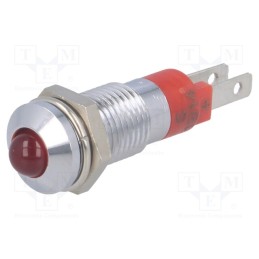 10 pcs : SMQD08012 - Indicator: LED, prominent, red, 12÷14VDC, Ø8.2mm, IP40, metal