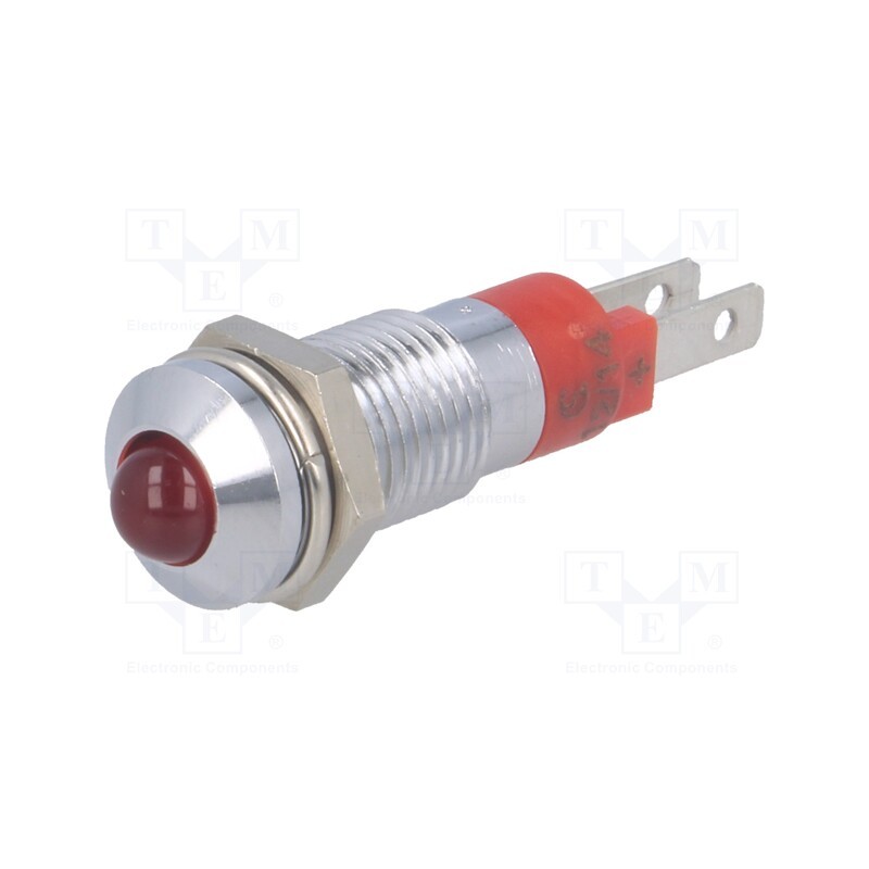 10 pcs : SMQD08012 - Indicator: LED, prominent, red, 12÷14VDC, Ø8.2mm, IP40, metal