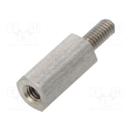 50 pcs : 242X10 - Screwed spacer sleeve, 10mm, Int.thread: M2,5, Ext.thread: M2,5