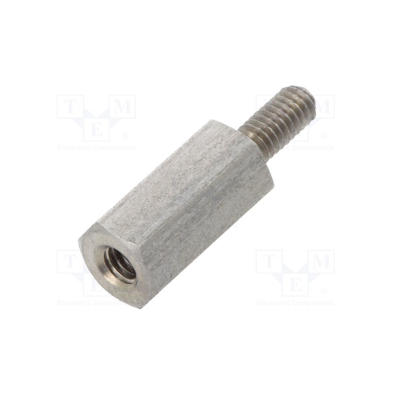 50 pcs : 242X10 - Screwed spacer sleeve, 10mm, Int.thread: M2,5, Ext.thread: M2,5