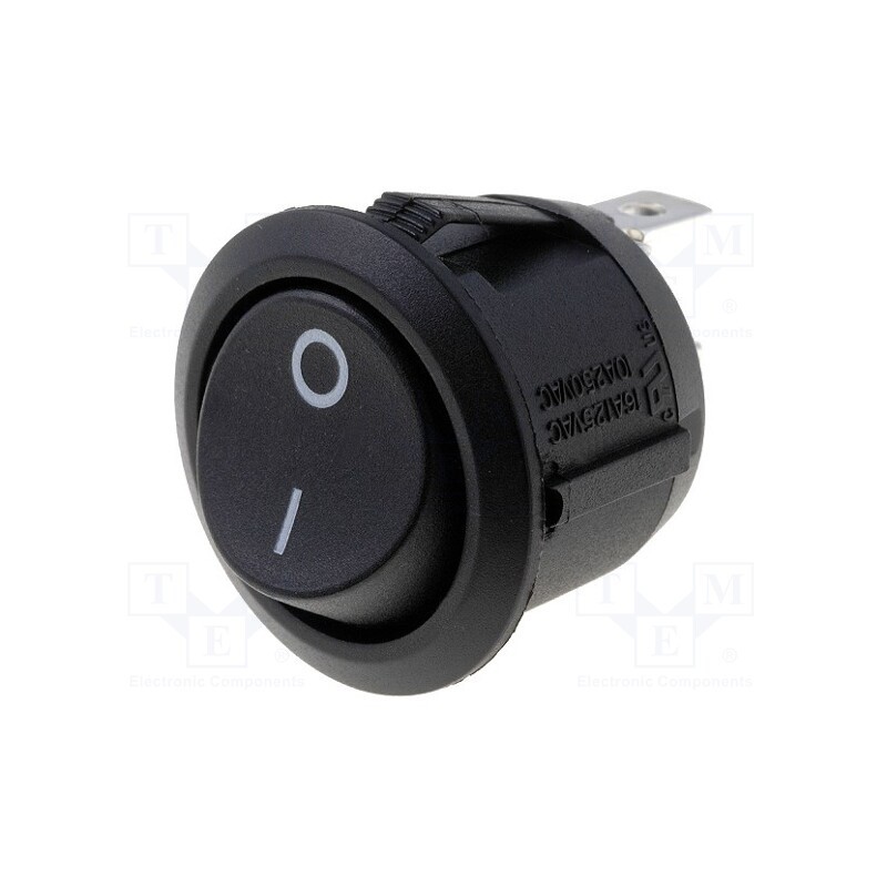 10 pcs : R13112ABB076W - ROCKER, SPST, Pos: 2, ON-OFF, 10A/250VAC, black, none, Body: black