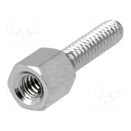 50 pcs : 2100X05/12 - Screwed spacer sleeve, 5mm, Int.thread: UNC4-40, brass, nickel