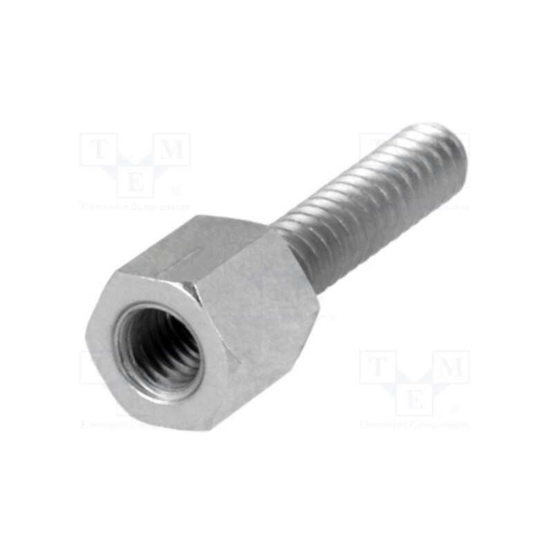 50 pcs : 2130X05/12 - Screwed spacer sleeve, 5mm, Int.thread: M3, Ext.thread: UNC4-40