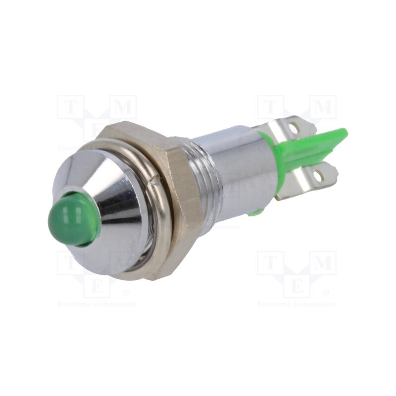 10 pcs : SMQD06202 - Indicator: LED, prominent, green, 12÷14VDC, Ø6.2mm, IP40, metal