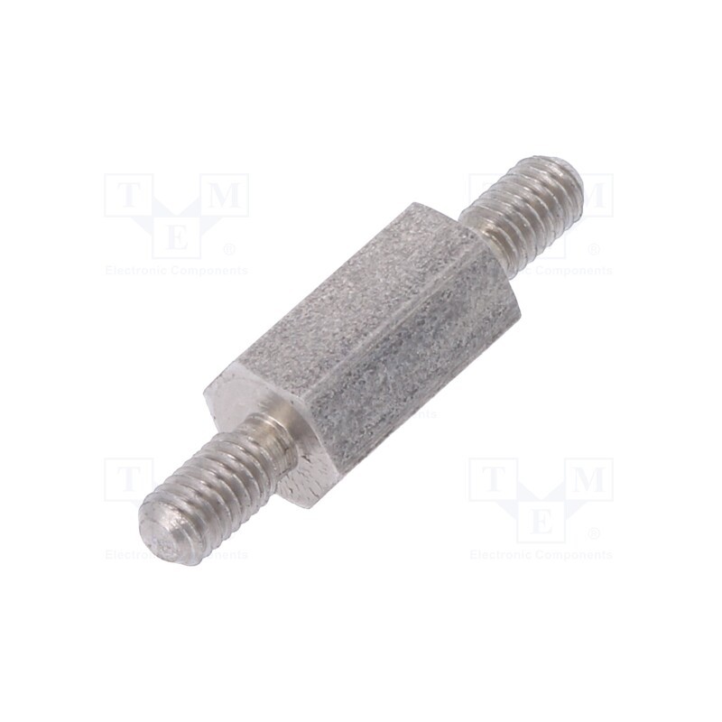 50 pcs : 444X10 - Screwed spacer sleeve, 10mm, Ext.thread: M3, hexagonal