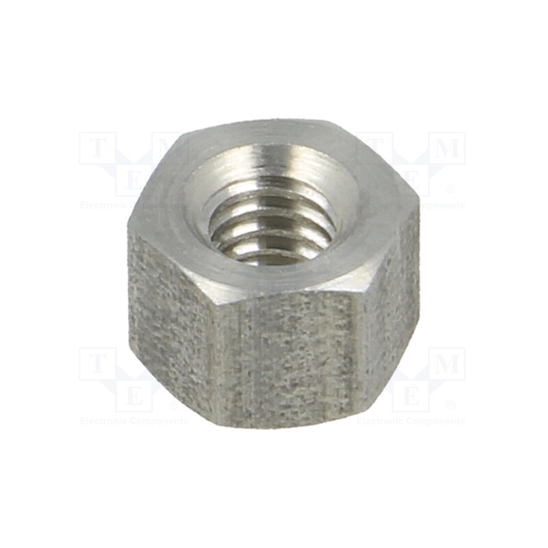 50 pcs : 146X05 - Screwed spacer sleeve, 5mm, Int.thread: M4, hexagonal