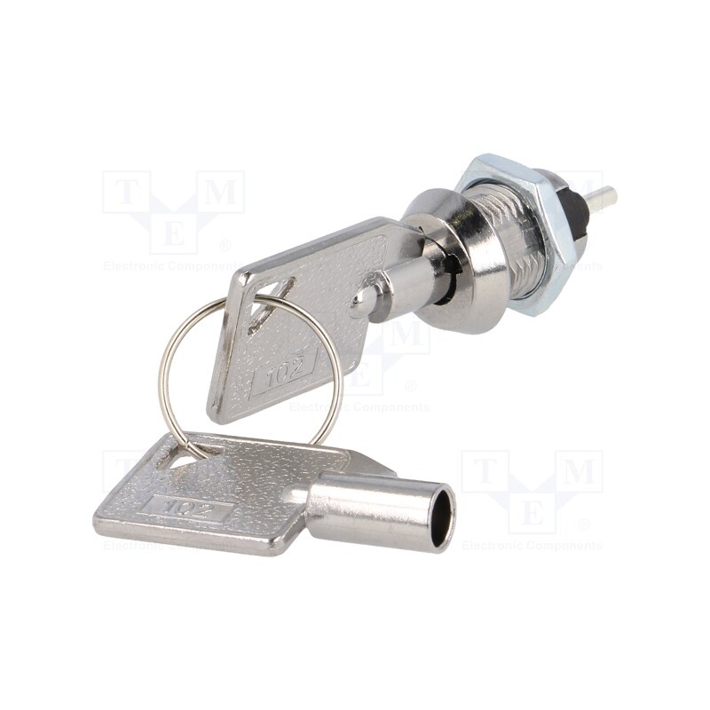 10 pcs : S-102-2 - Switch: key switch, Stabl.pos: 2, Switch.method: OFF-ON, Key: round