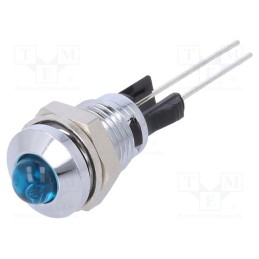 10 pcs : 2665.8061 - Indicator: LED, prominent, blue, Ø8mm, for PCB, brass, ØLED: 5mm