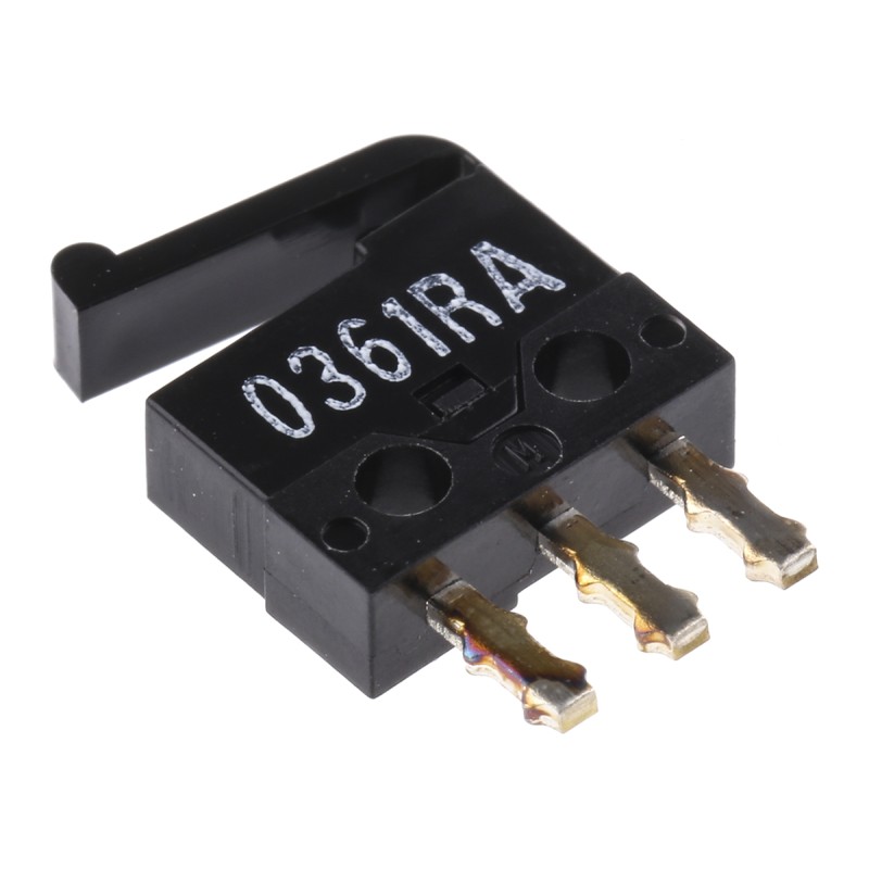 1 pcs - Omron Lever Micro Switch, Through Hole Terminal, 500 mA @ 30 V dc, SPDT, IP40