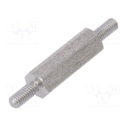 50 pcs : 442X15 - Screwed spacer sleeve, 15mm, Ext.thread: M2,5, hexagonal