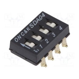 10 pcs : SDA04H0SBD - Switch: DIP-SWITCH, Poles number: 4, ON-OFF, 0.025A/24VDC, Pos: 4