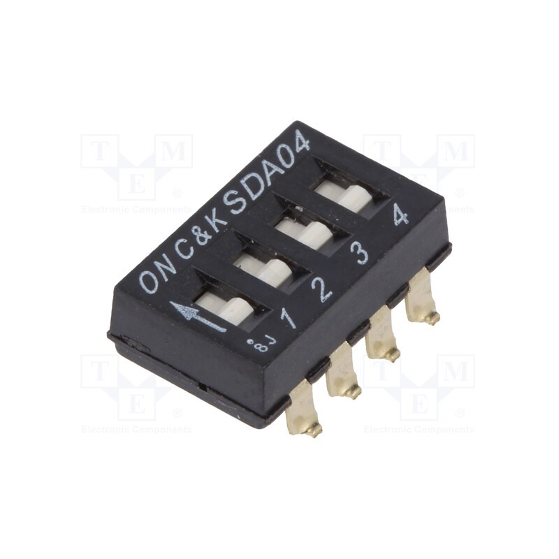 10 pcs : SDA04H0SBD - Switch: DIP-SWITCH, Poles number: 4, ON-OFF, 0.025A/24VDC, Pos: 4