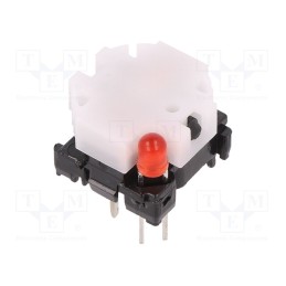 10 pcs : 6425.4111 - Switch: keypad, Pos: 2, SPST-NO, 0.1A/28VDC, white, LED, red, THT