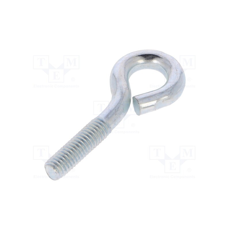 50 pcs : HO.6.50 - Hook, ring, steel, zinc, Thread len: 21mm, Overall len: 50mm