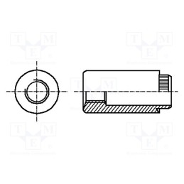 100 pcs : 1538004 - Insert nut, round, M3, steel, Plating: zinc, 2mm, BN 3308, push-on