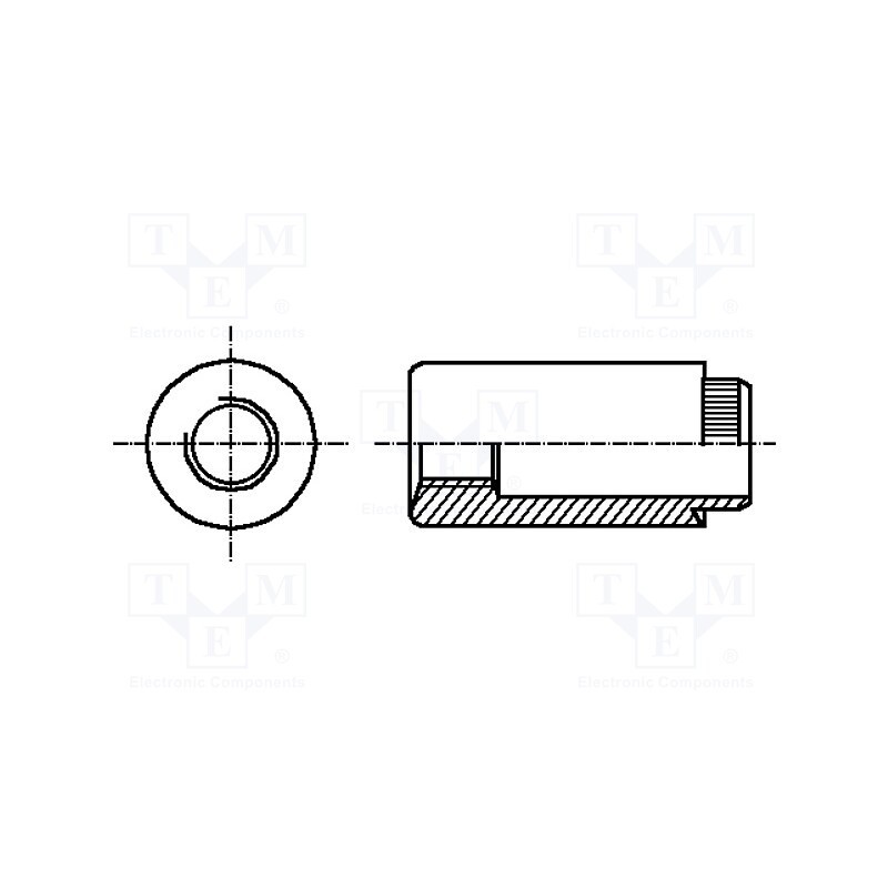 100 pcs : 1538004 - Insert nut, round, M3, steel, Plating: zinc, 2mm, BN 3308, push-on