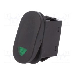 10 pcs : R13-271A2-01-BBNG - ROCKER, SPST, Pos: 2, ON-OFF, 21A/14VDC, black, LED,point, 14VDC