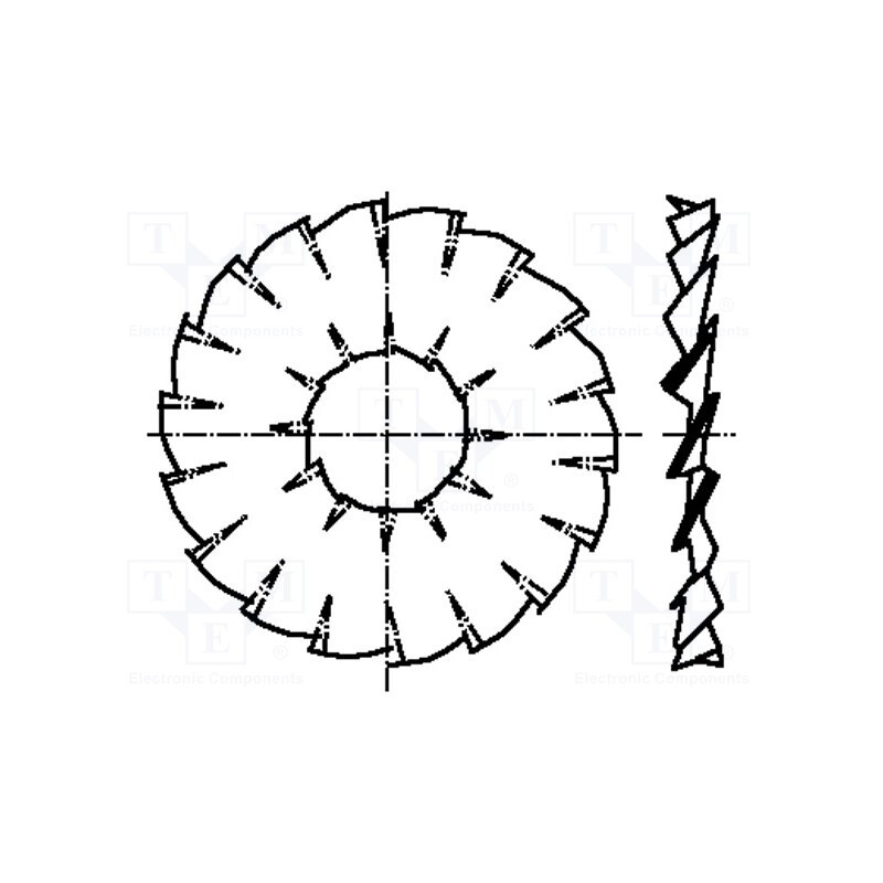 500 pcs : 1278363 - Washer, internally serrated,externally serrated, M3, D12.4mm
