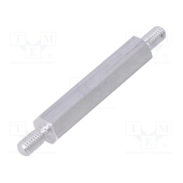 50 pcs : 436X35 - Screwed spacer sleeve, 35mm, Ext.thread: M4, hexagonal, aluminium