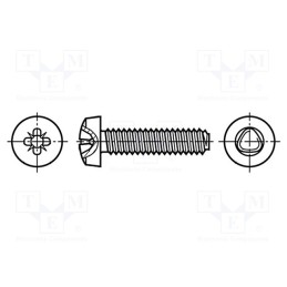 500 pcs : 1183613 - Screw, 4x6, Head: cheese head, Pozidriv, PZ2, A2 stainless steel
