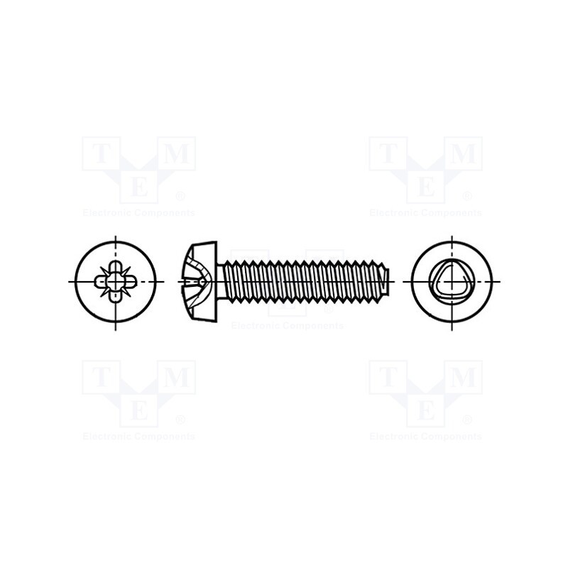500 pcs : 1183613 - Screw, 4x6, Head: cheese head, Pozidriv, PZ2, A2 stainless steel