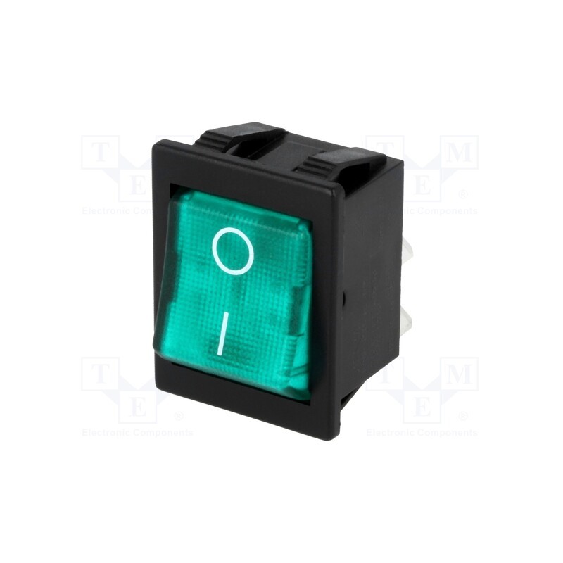 10 pcs : C1553ALMBG3 - ROCKER, DPST, Pos: 2, ON-OFF, 16A/250VAC, 20A/28VDC, green, 250V